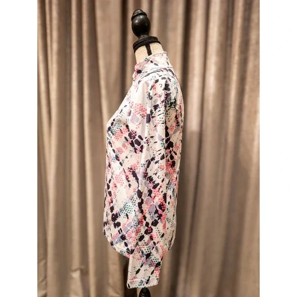 Spyder Kids Girls Long Sleeve Geometric Print Quarter Zip Pullover Shirt Size L - Picture 2 of 6